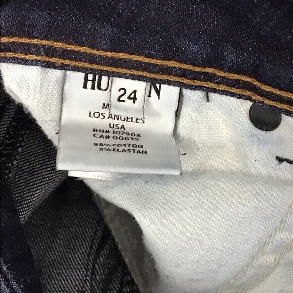 Hudson Jeans Mid Rise Collin Dark Wash LVC Slim Straight Flap Jeans sz 24 x 32 - Picture 7 of 10